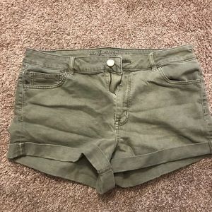 Green American Eagle jean shorts